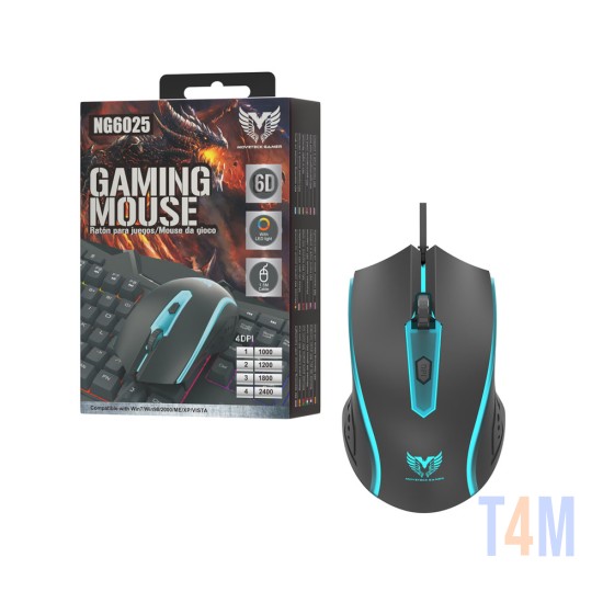 MTK GAMING MOUSE NG6025 NE 6D WITH CABLE 1.5M BLACK
